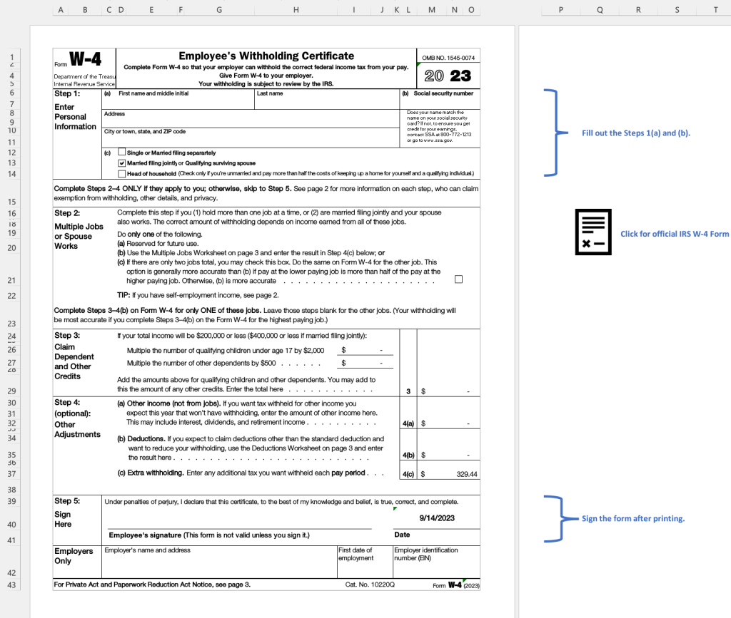 Federal Tax Withholding Estimator (W4) Engineered Finance